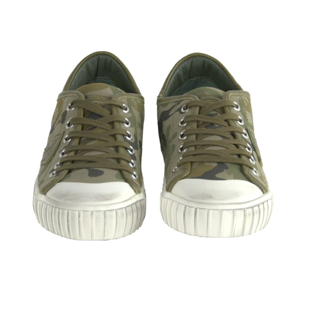 Gare L U Bandes Camou Vert Leather Sneakers