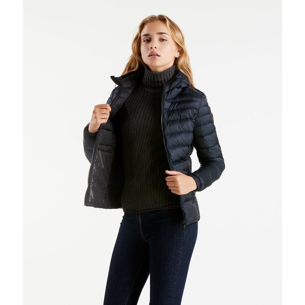 Elegant Satin-Feel Down Jacket in Dark Blue