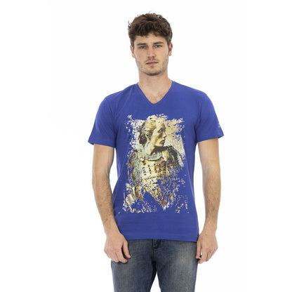 Blue Cotton Men T-Shirt