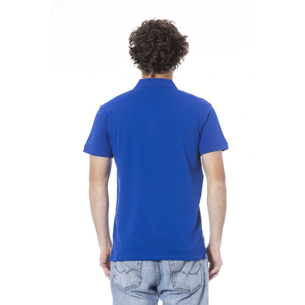 Blue Cotton Men Polo