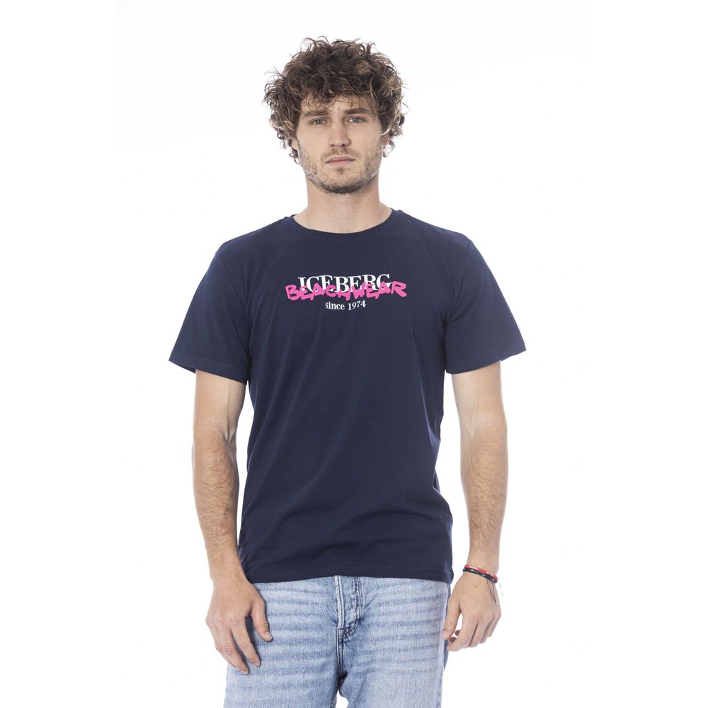 Blue Cotton Men T-Shirt