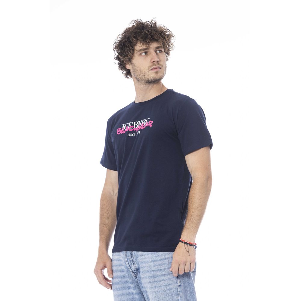 Blue Cotton Men T-Shirt