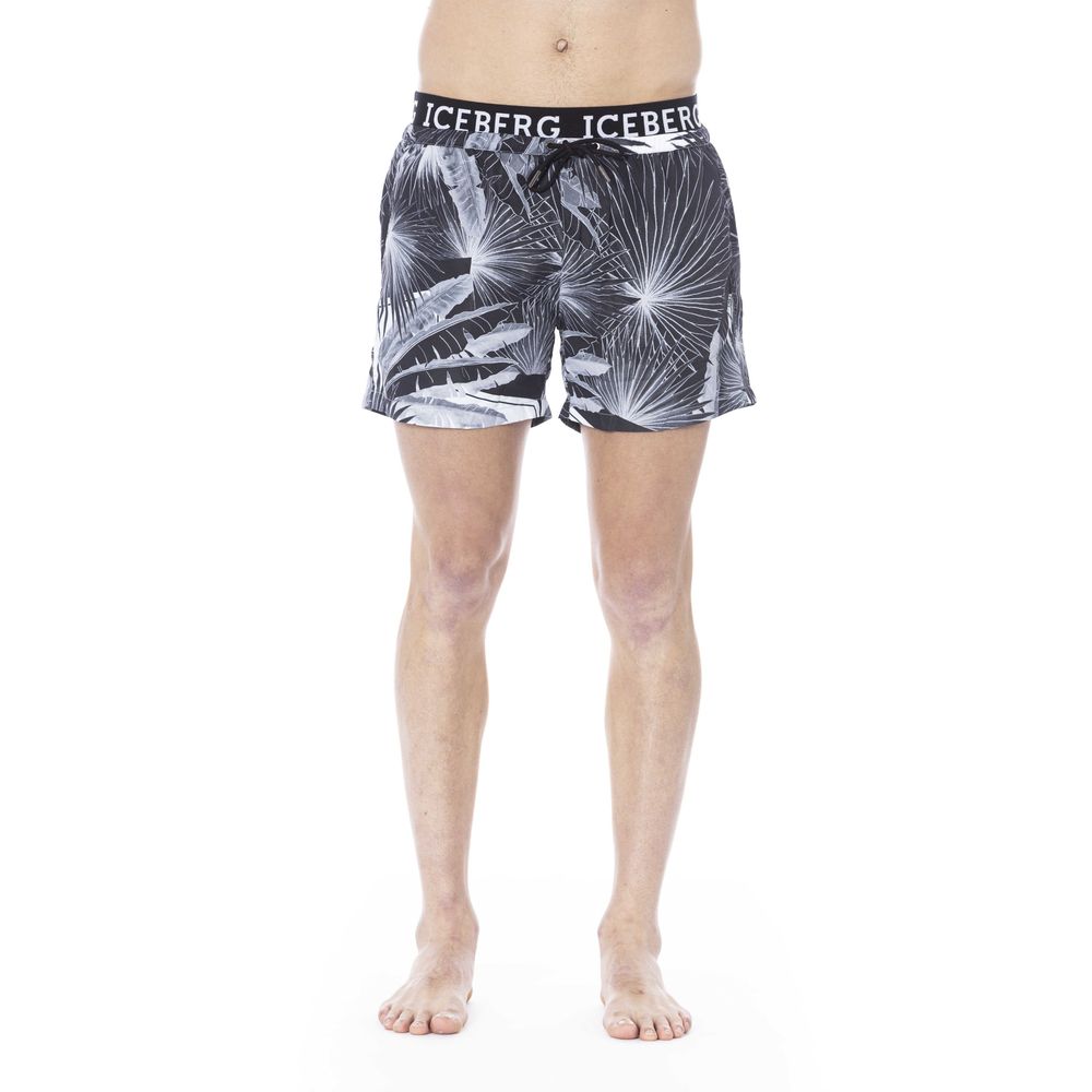 Black Polyester Men Swim Trunk