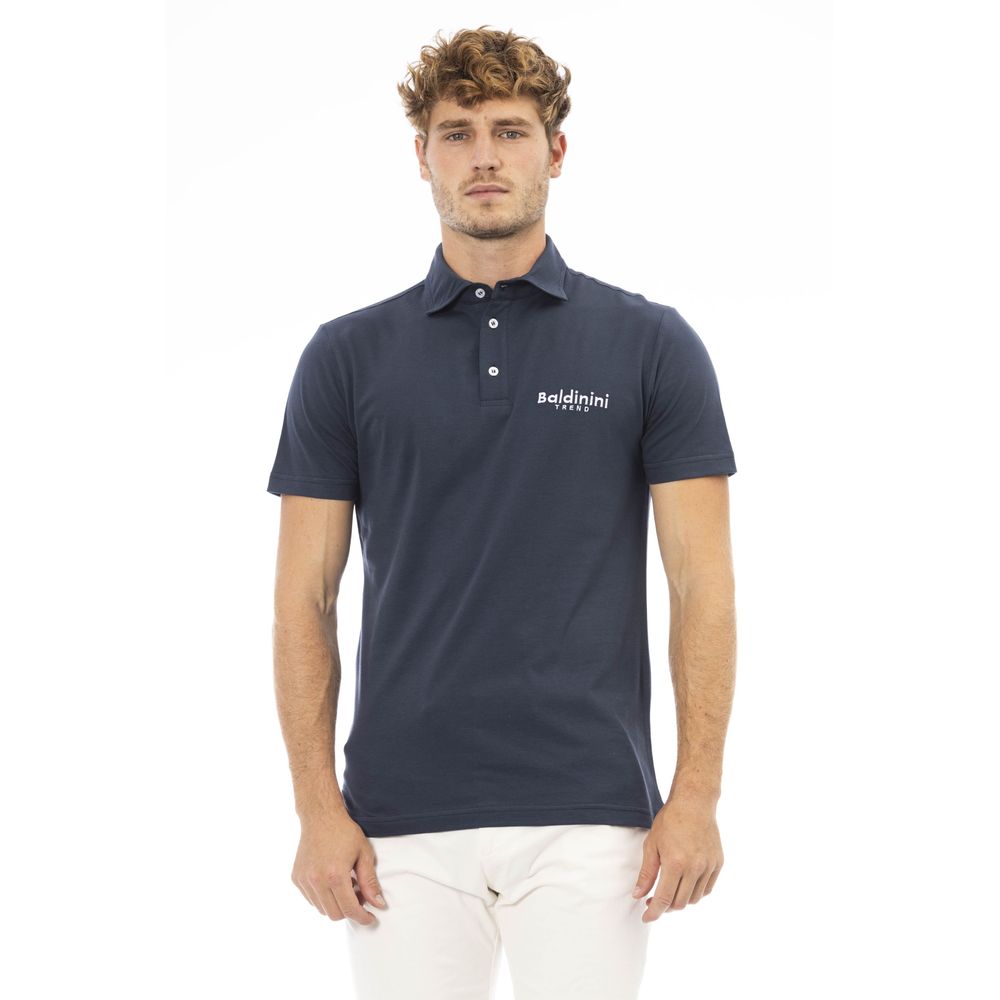 Blue Cotton Men Polo