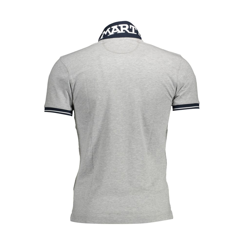 Slim Fit Embroidered Polo in Gray