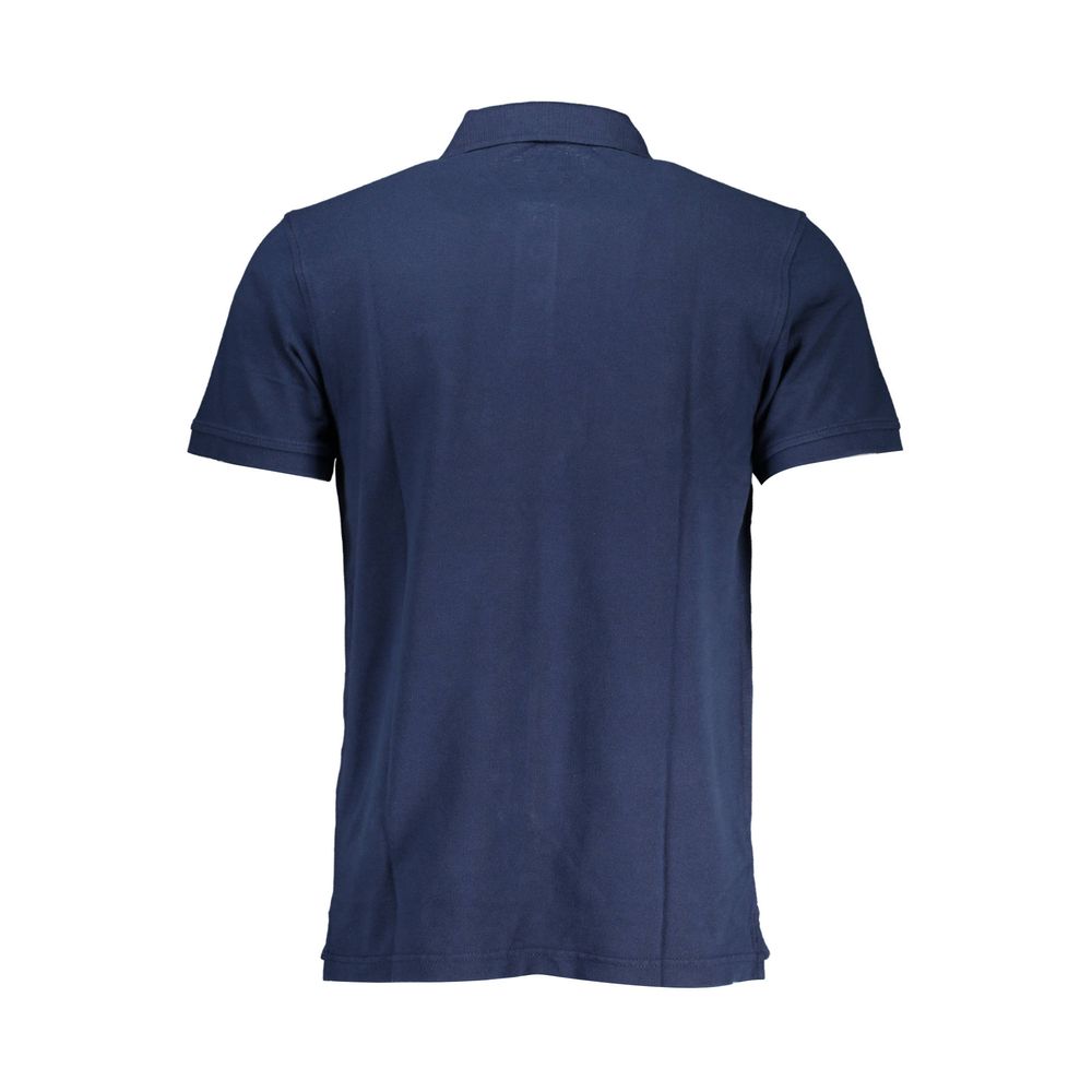 Blue Cotton Men Polo Shirt