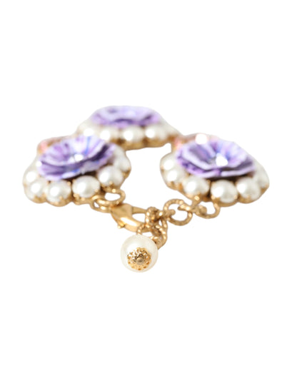 Gold FIORI BLOOMING Floral Baroque Crystals Bracelet