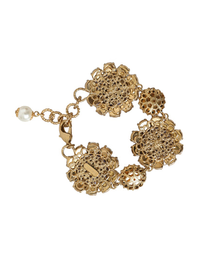 Gold FIORI BLOOMING Floral Baroque Crystals Bracelet