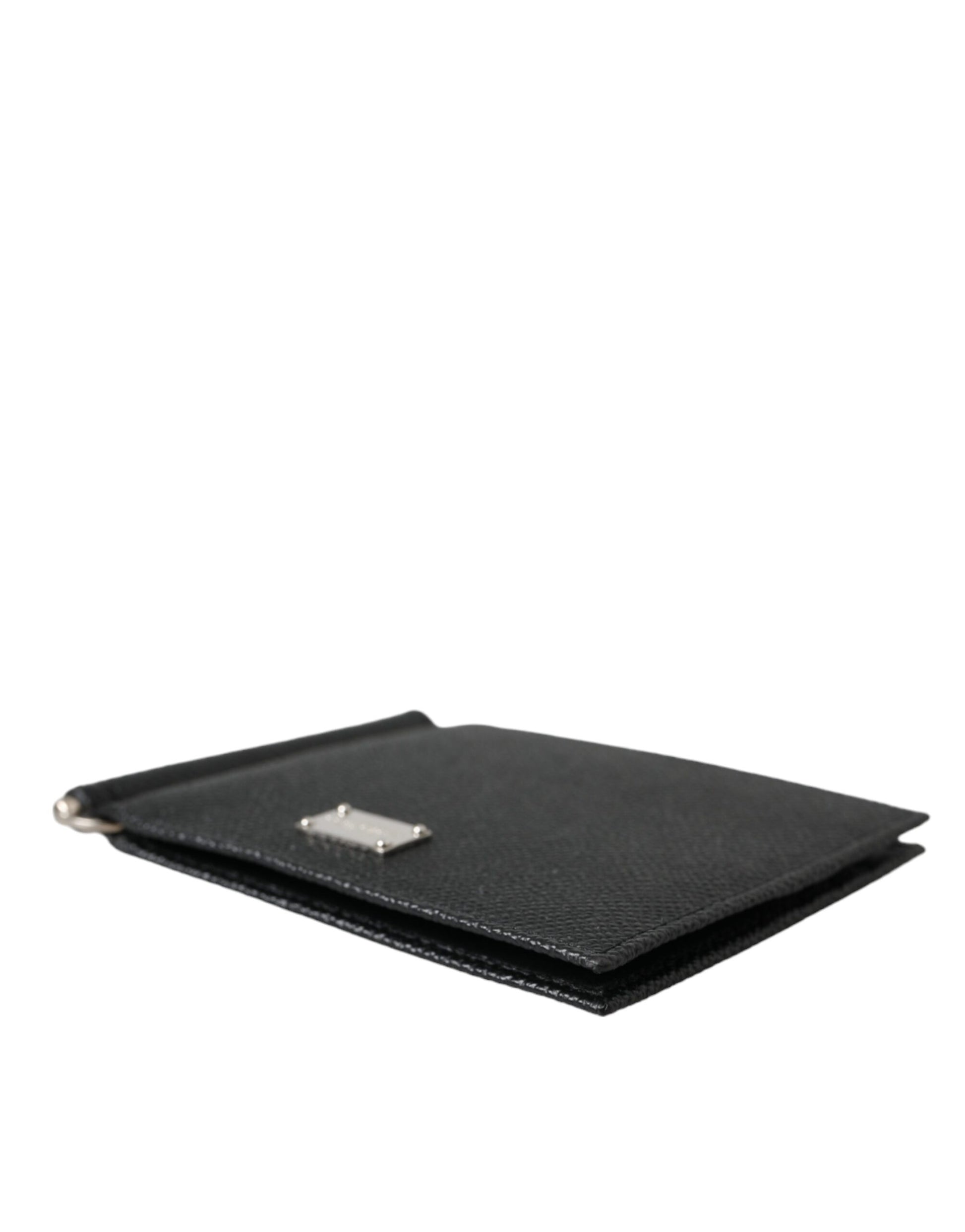 Black Leather Bifold Logo Plaque Card Holder Wallet