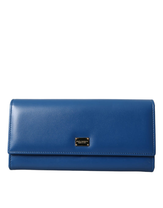 Blue Dauphine Leather Logo Plaque Continental Wallet