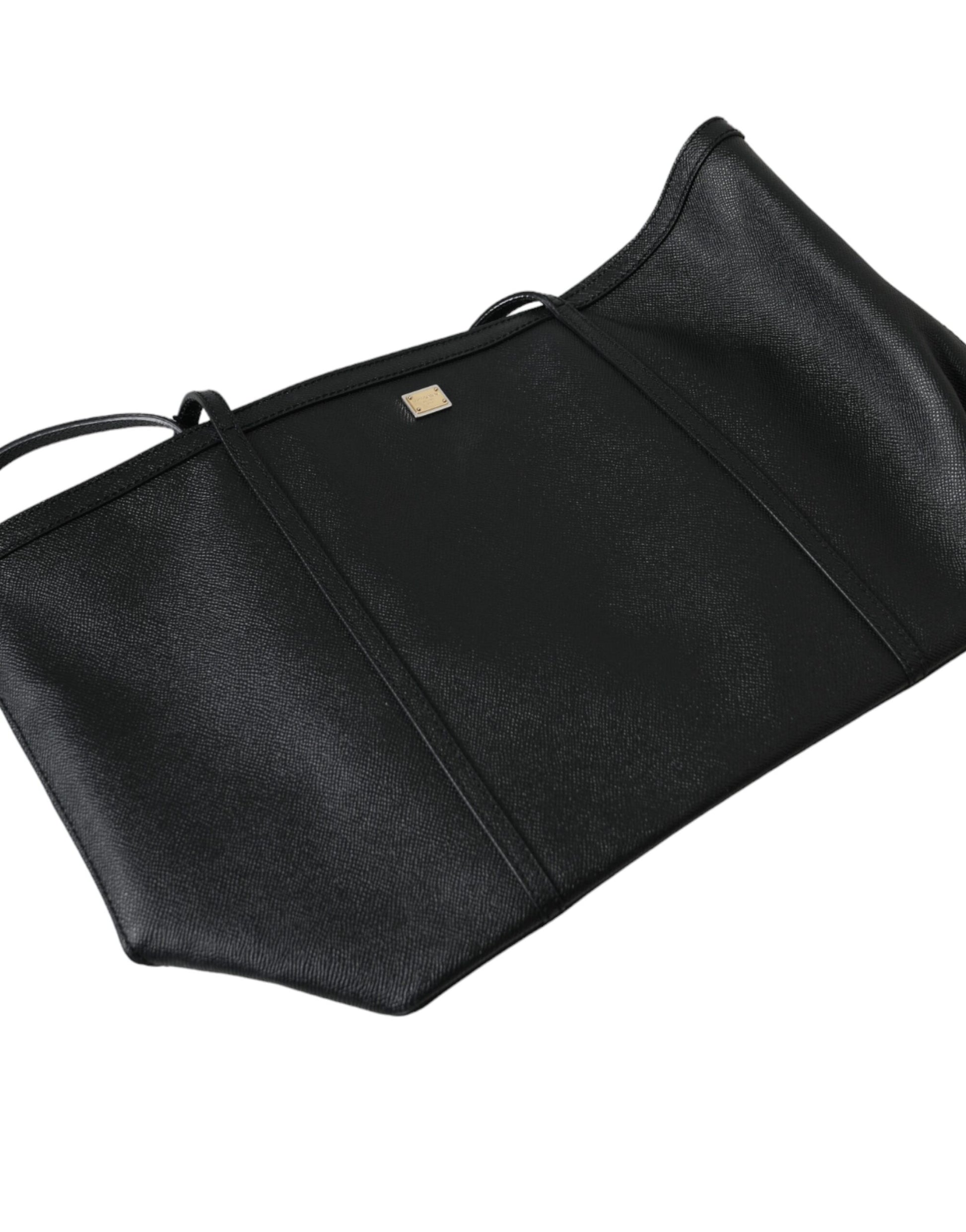 Black Leather Miss Escape Shopping Tote Women Bag