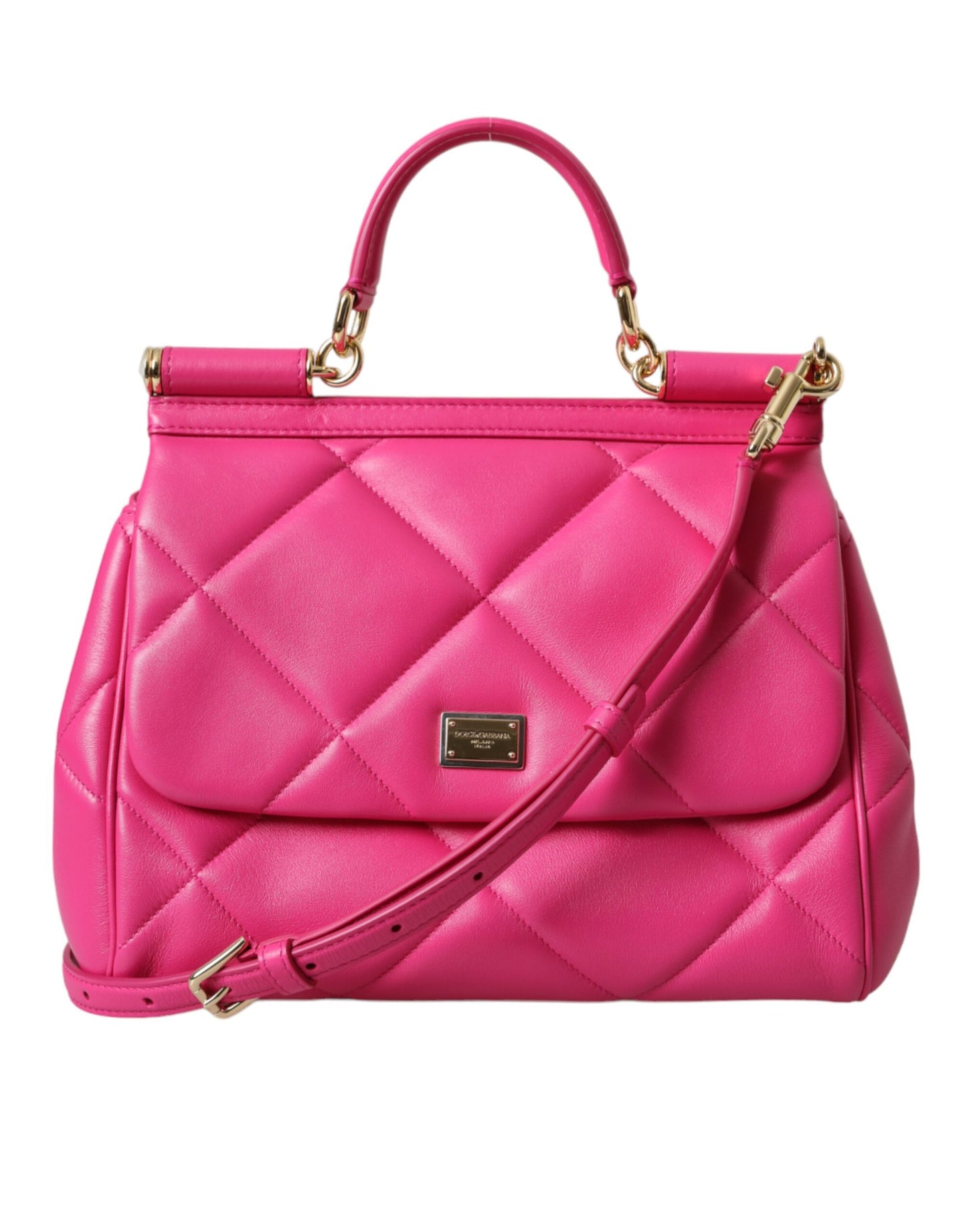 Pink Quilted Leather SICILY Shoulder Purse Satchel Bag