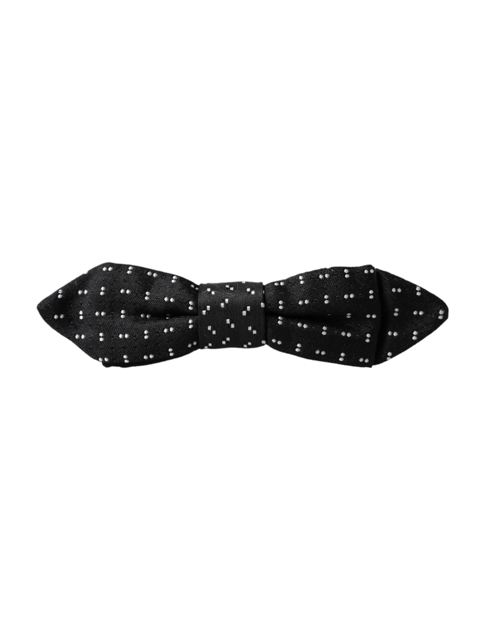 Black Silk Patterned Adjustable Neck Men Papillon Bow Tie