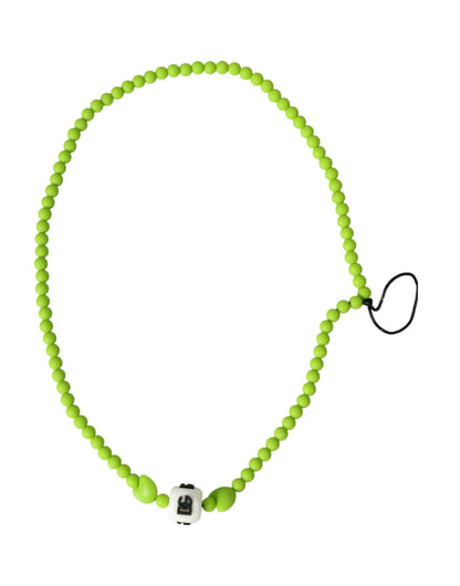 Green Beaded Chain DG Logo Charm Necklace