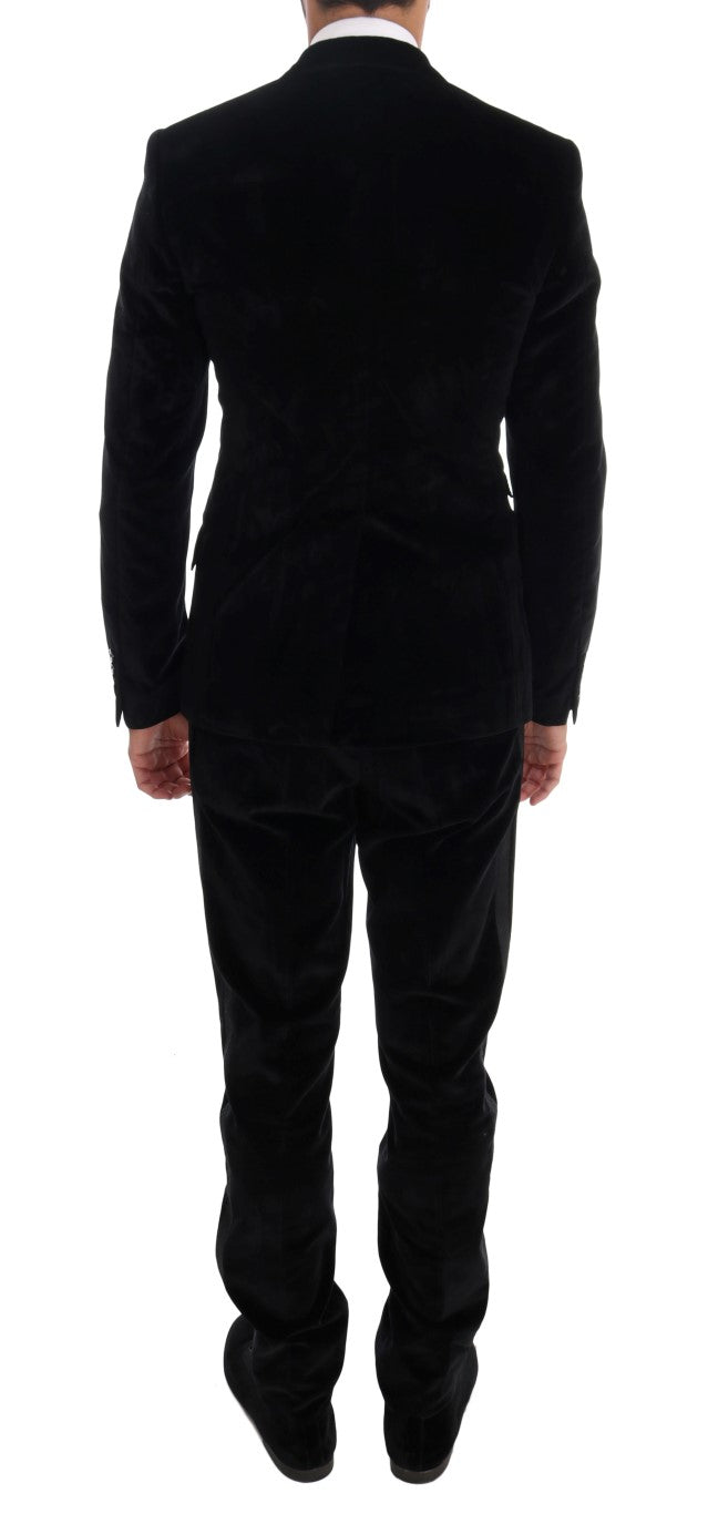 Elegant Black Slim Fit Three-Piece Suit