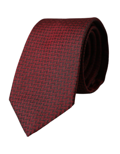 Red Patterned 100% Silk Adjustable Men Tie