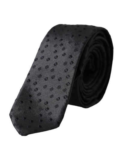 Black Polka Dot Silk Adjustable Men Tie