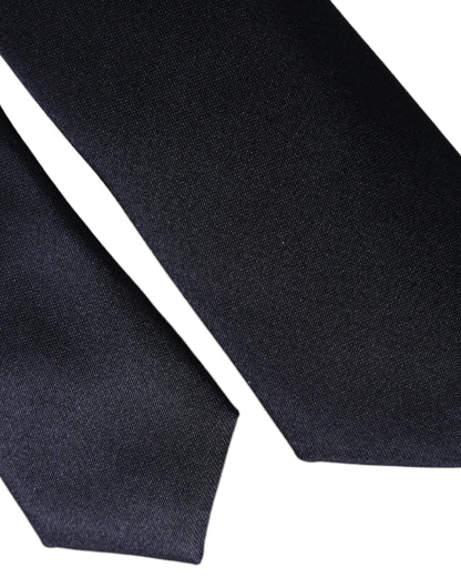 Dark Blue Solid Silk Adjustable Men Tie