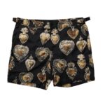 Black Sacred Heart Beachwear Shorts Swimwear