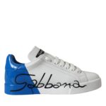 White Blue Portofino Low Top Leather Sneakers Shoes