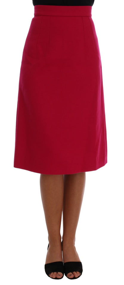 Elegant Pink Wool A-Line Knee-Length Skirt