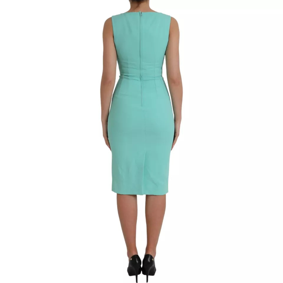 Green Viscose Sleeveless Bodycon Midi Dress