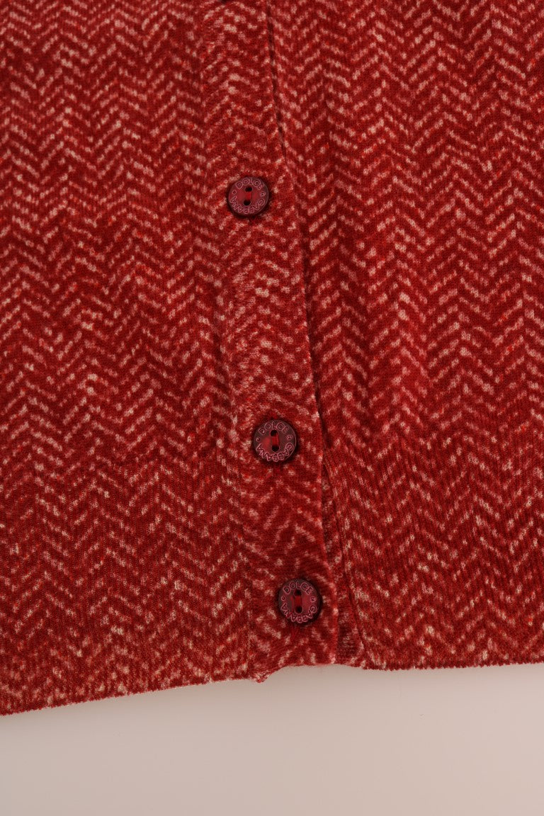 Red Wool Cardigan Sweater