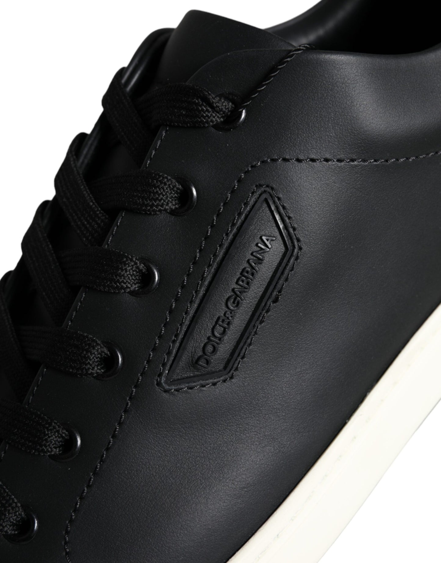 Black Leather Portofino Low Top Sneakers Shoes