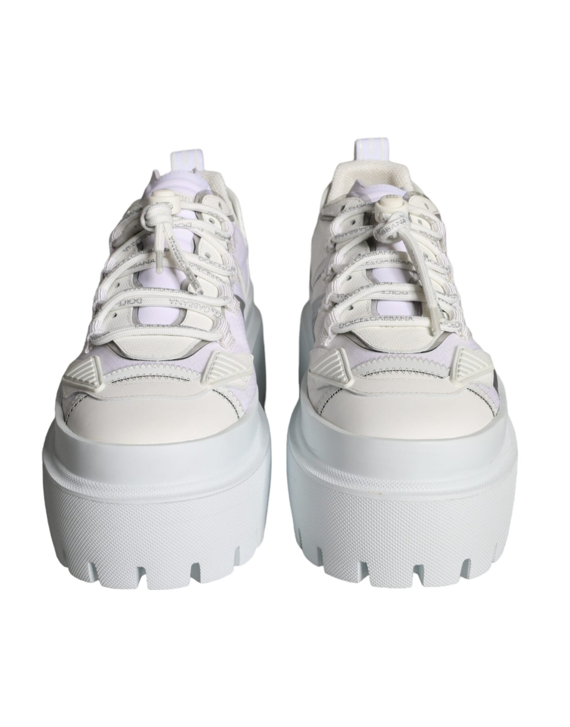 White Silver Chunky Platform Sneakers Shoes