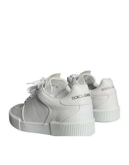 White Miami Leather Low Top Sneakers Shoes