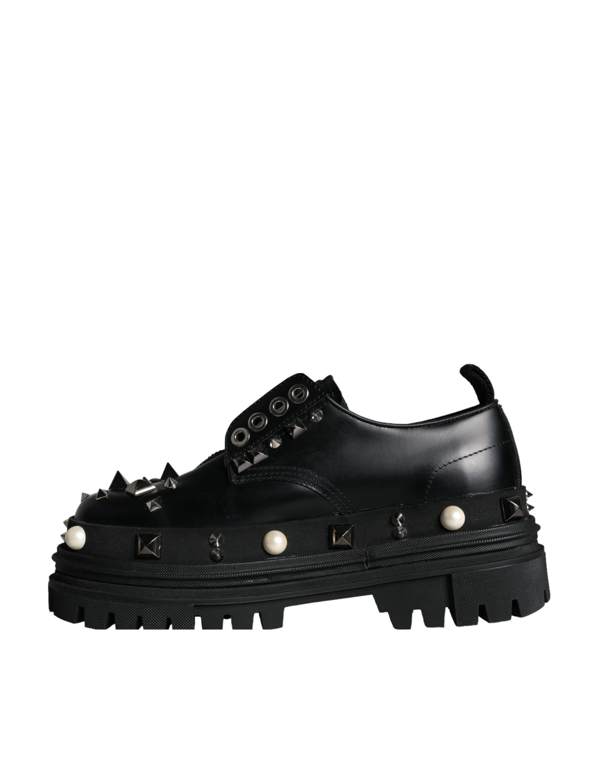 Black Trekking Studded Derby Sneakers Shoes