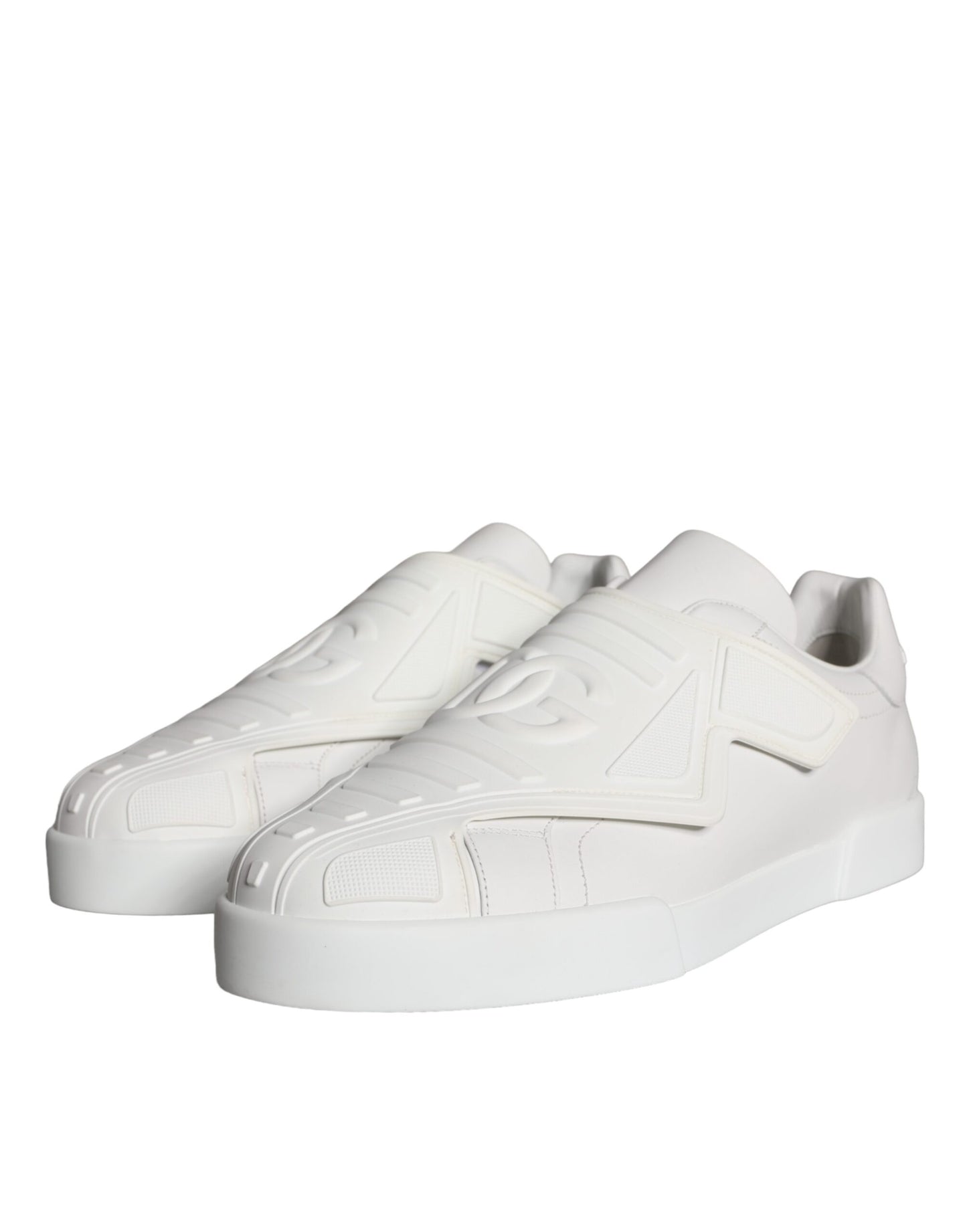 White Leather Slip On Low Top Sneakers Shoes