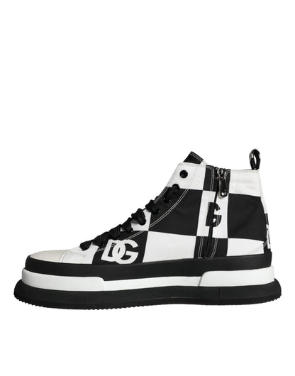 Black White Checkered High Top Sneakers Shoes