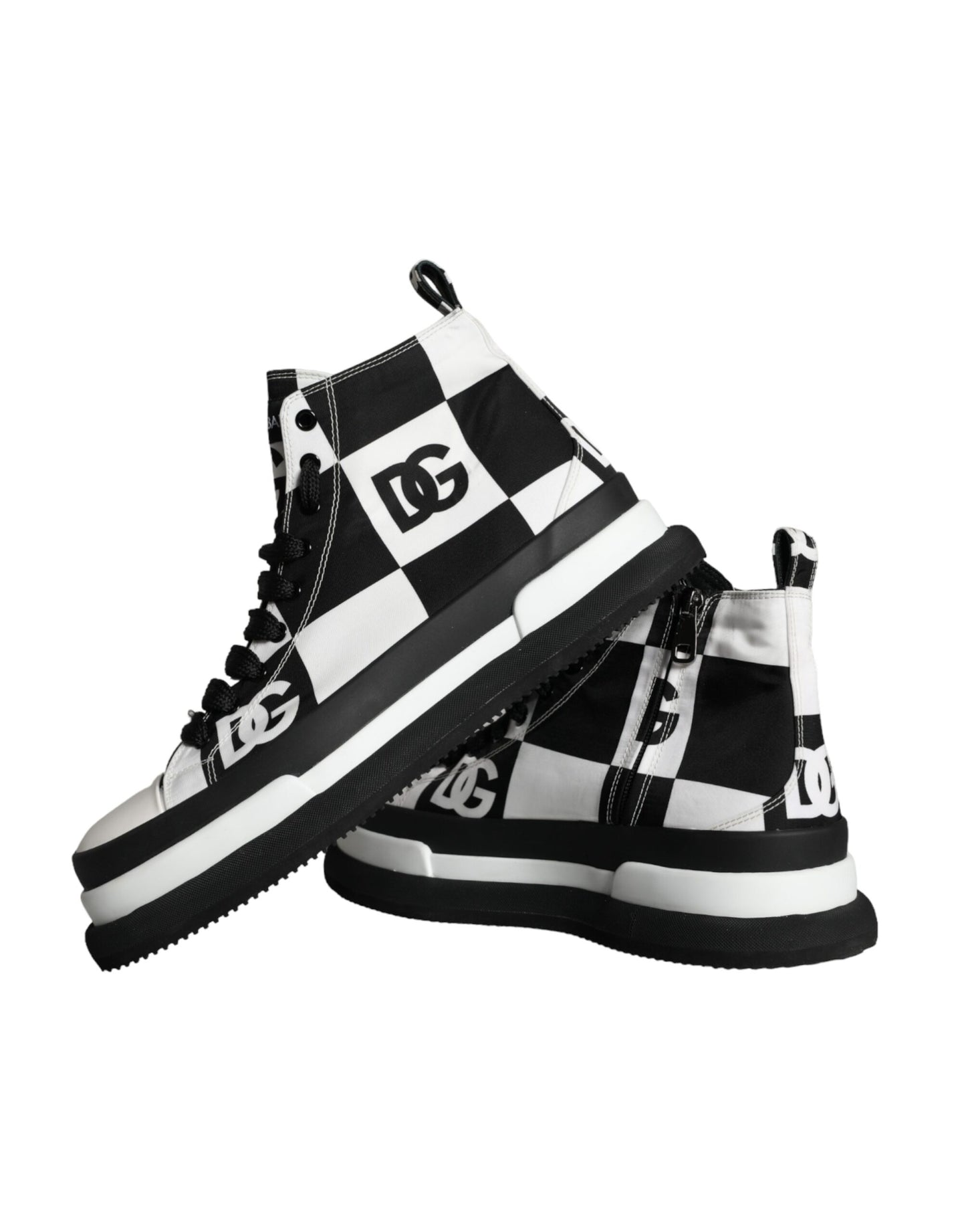 Black White Checkered High Top Sneakers Shoes