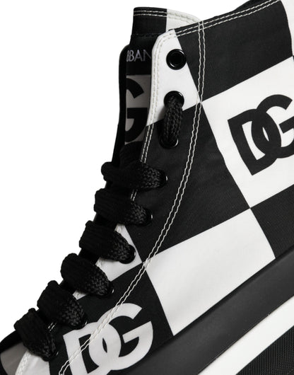 Black White Checkered High Top Sneakers Shoes