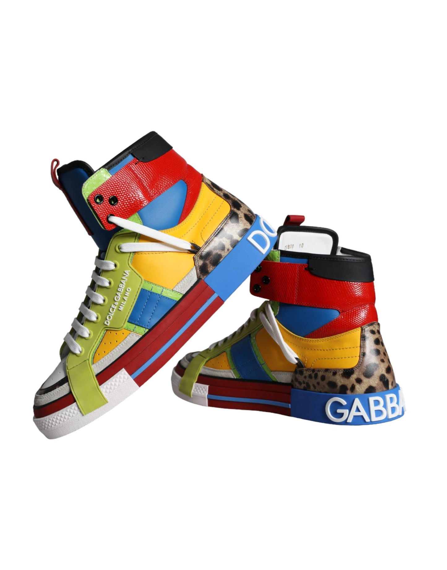 Multicolor Leather High Top Sneakers Shoes