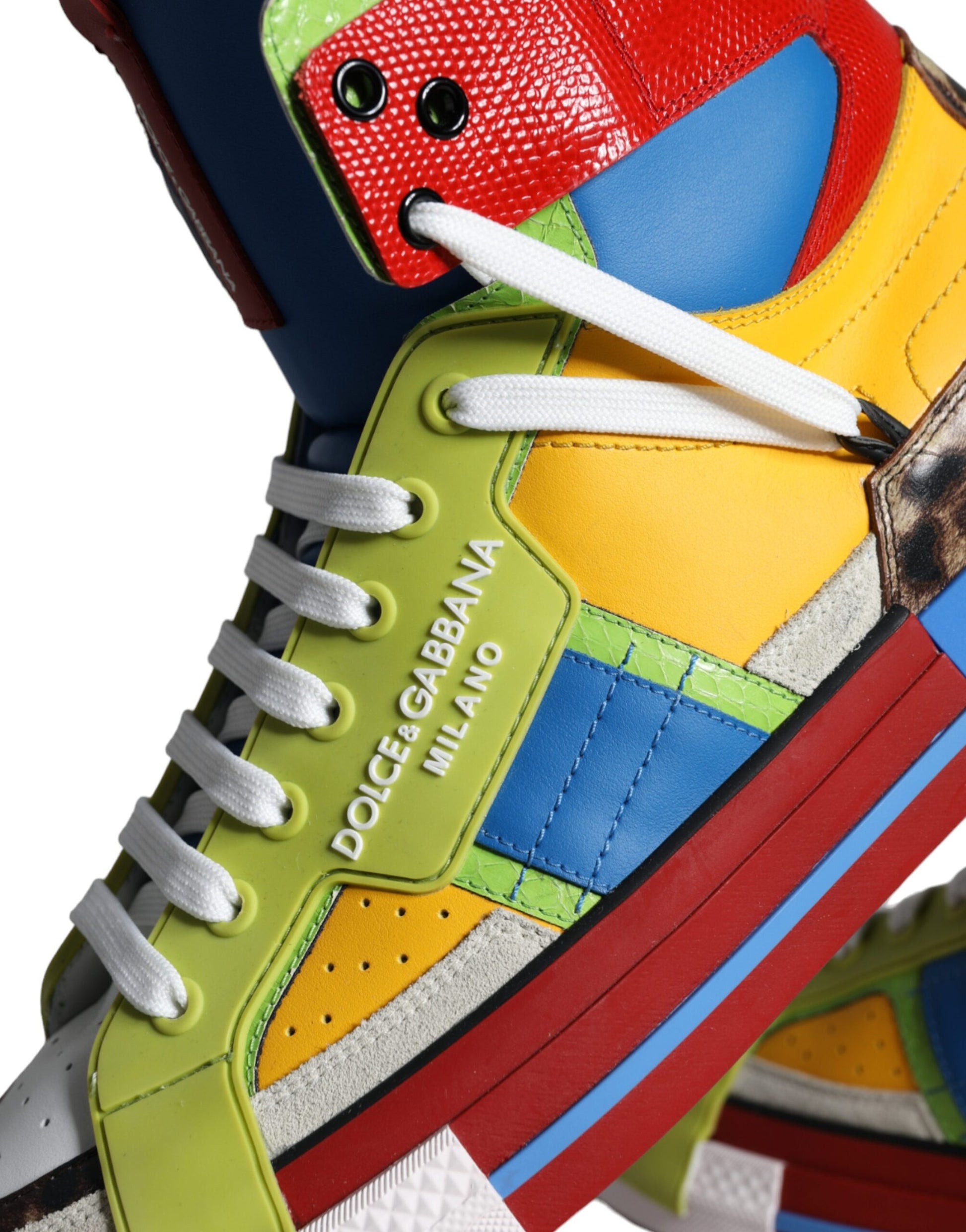 Multicolor Leather High Top Sneakers Shoes