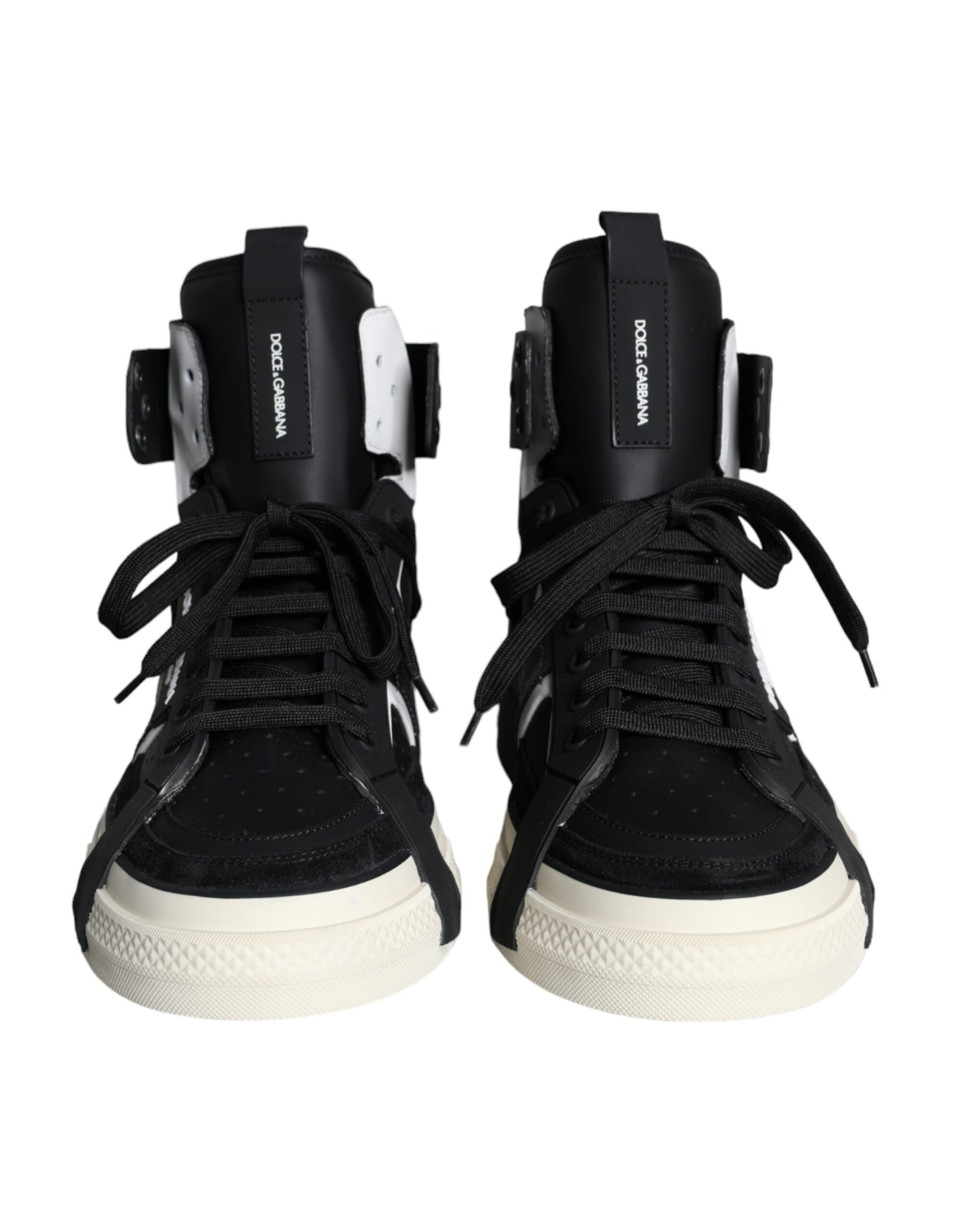 Black White Lace Up High Top Sneakers Shoes