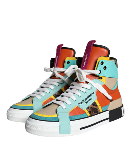 Multicolor Leather High Top Sneakers Shoes