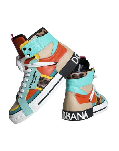 Multicolor Leather High Top Sneakers Shoes