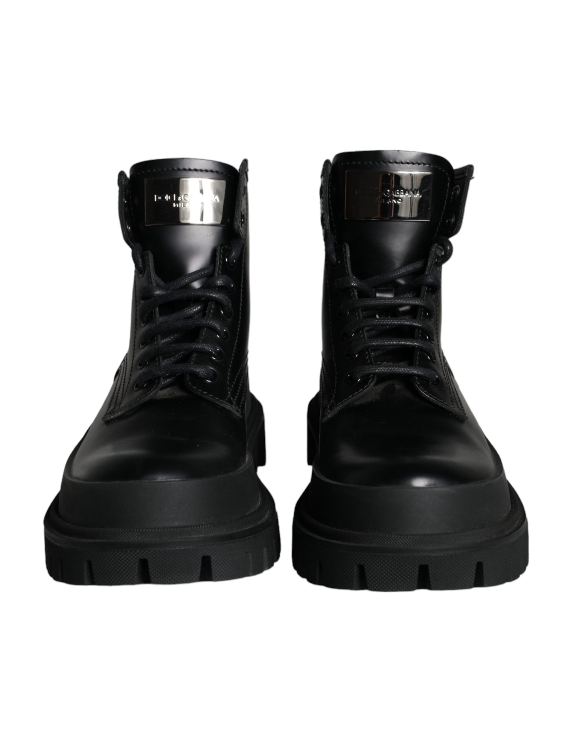 Black Lace Up Mid Calf Boots Men Shoes