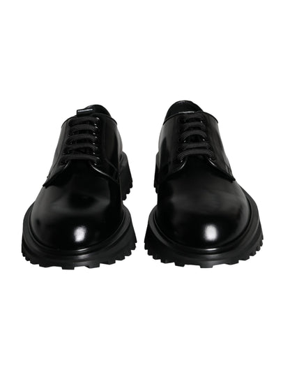 Black Calf Leather Derby Formal Dress Shoes