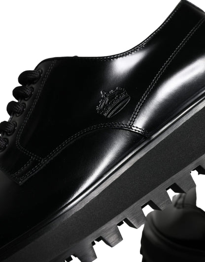 Black Calf Leather Derby Formal Dress Shoes