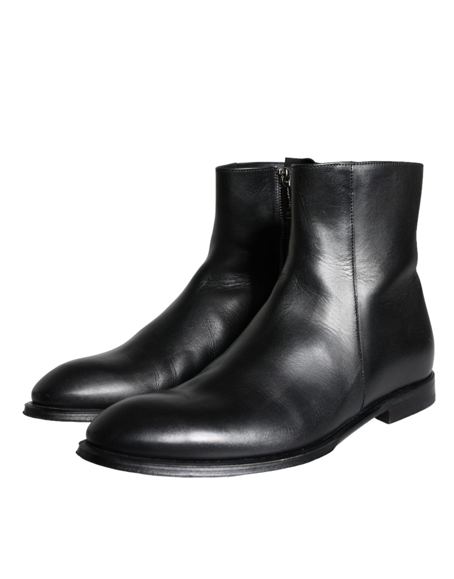 Black Calf Leather Men Ankle Boots Men Shoes