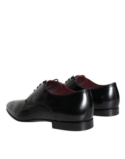 Black Calfskin Leather Derby Men Dress Shoes