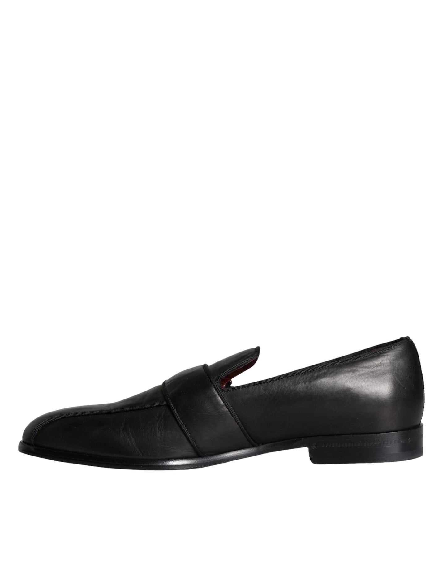 Black Leather Logo Loafers Men Dress Shoes