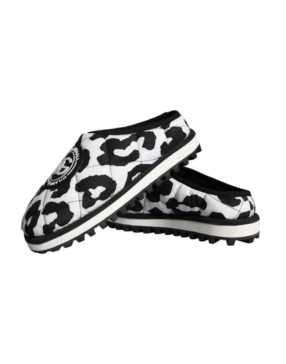 Black White Quilted Logo Sandals Slides Shoes