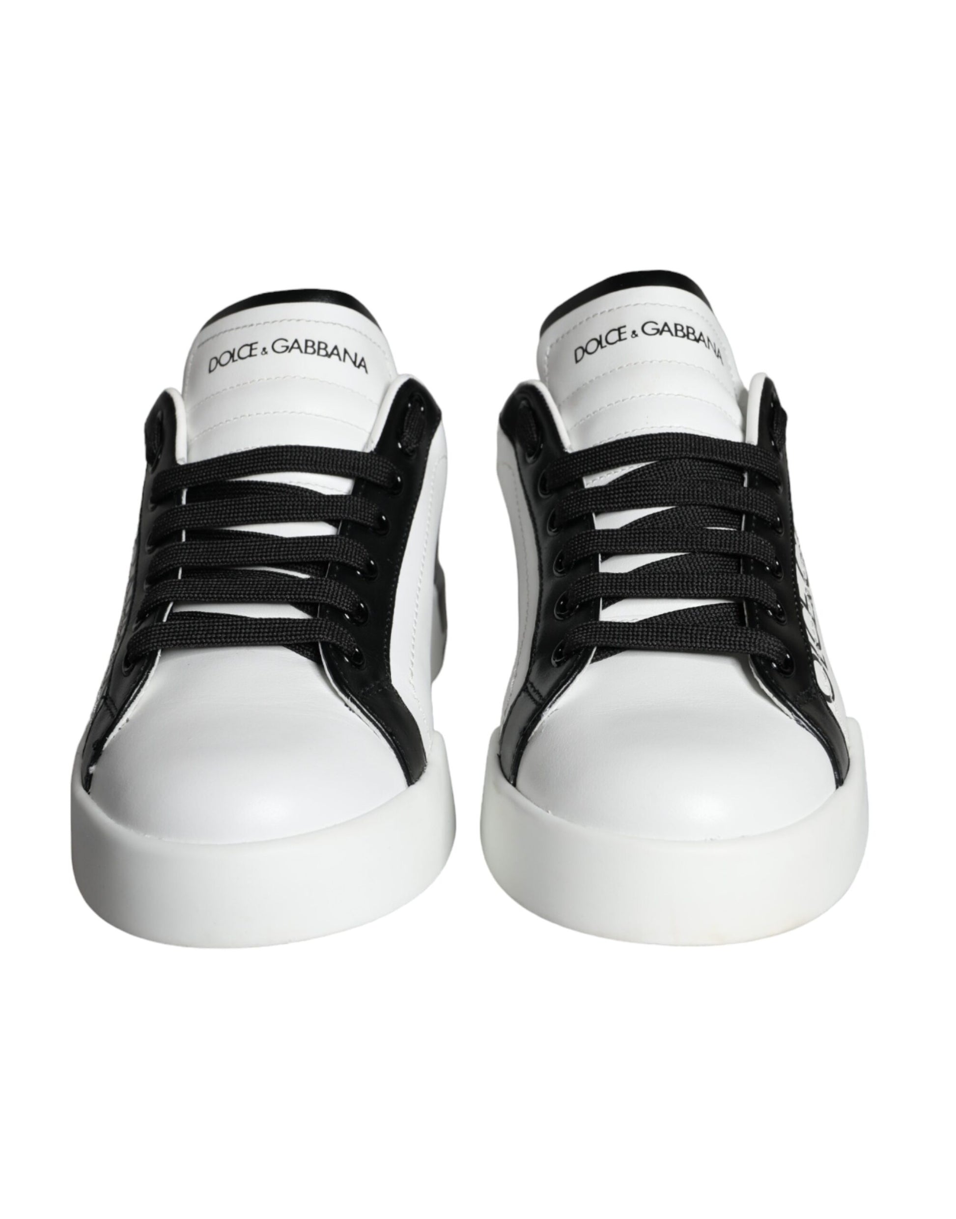 White Black Leather Crown Milano Sneakers Shoes