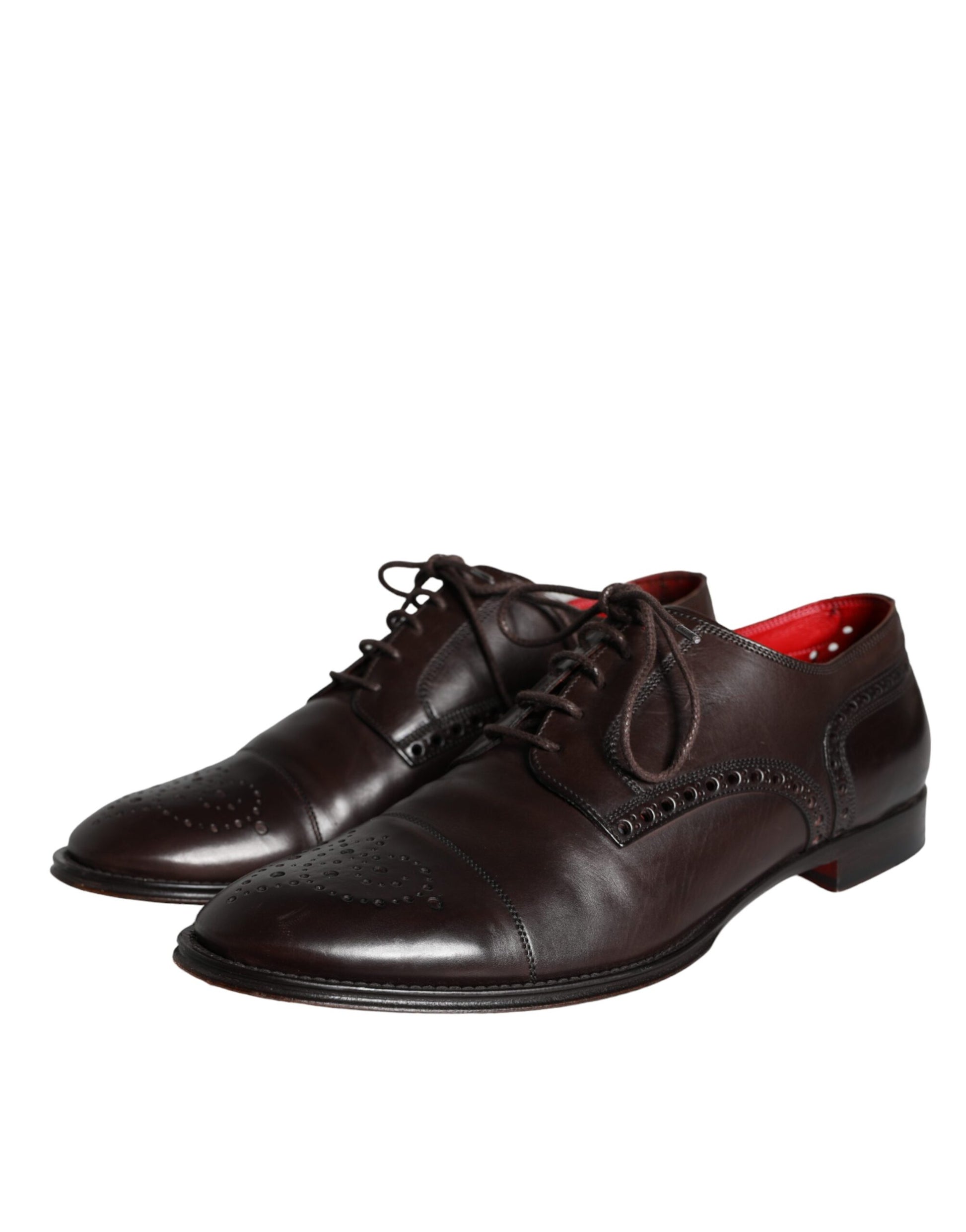 Brown Calfskin Leather Lace Up Oxford Shoes