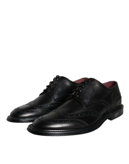 Black Leather Oxford Wingtip Formal Men Shoes